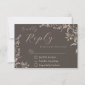 Rustikale Elegant Mocha Wildblume Hochzeitskarte RSVP Karte (Vorderseite)