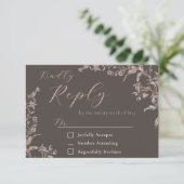 Rustikale Elegant Mocha Wildblume Hochzeitskarte RSVP Karte (Stehend Vorderseite)