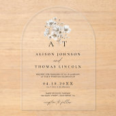 Rustikale Elegant Monogram Floral Wedding Acryleinladungen (Vorderseite)