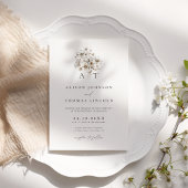 Rustikale Elegant Monogram Floral Wedding Einladung