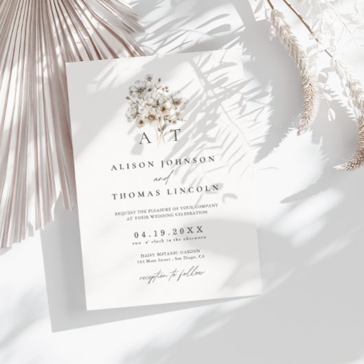 Rustikale Elegant Monogram Floral Wedding Einladung