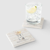 Rustikale Elegant Monogram Kitchen Utensils Steinuntersetzer (Seitenansicht)