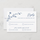 Rustikale Elegant Navy Blue Wildblume Hochzeit RSVP Karte (Vorderseite)