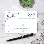 Rustikale Elegant Navy Blue Wildblume Hochzeit RSVP Karte