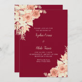 Rustikale Elegant Orange Rose Fall Burgundy Weddin Einladung (Vorne/Hinten)