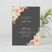 Rustikale Elegant Orange Rose Fall Gray Wedding Einladung (Stehend Vorderseite)