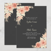 Rustikale Elegant Orange Rose Fall Gray Wedding Einladung (Vorne/Hinten)