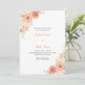 Rustikale Elegant Orange Rose fallen White Wedding Einladung (Stehend Vorderseite)