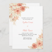 Rustikale Elegant Orange Rose fallen White Wedding Einladung (Vorne/Hinten)