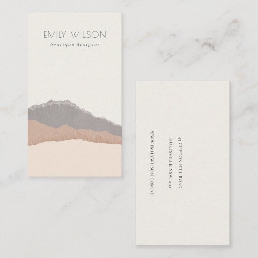 Rustikale Elegant Pastel Blush Kraft Gebirgswellen Visitenkarte (Vorne/Hinten)