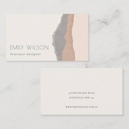 Rustikale Elegant Pastel Blush Kraft Gebirgswellen Visitenkarte (Vorne/Hinten)