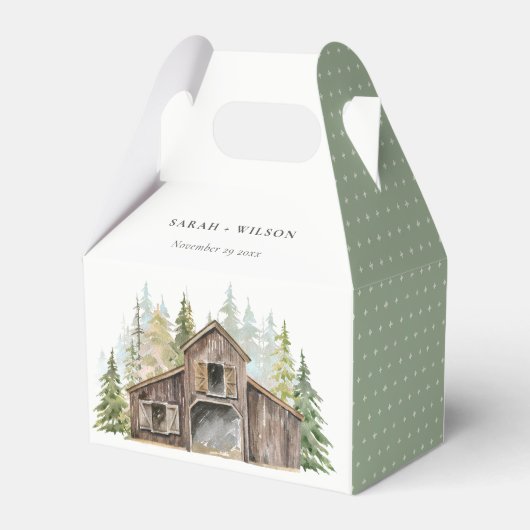 Rustikale Elegant Pine Woods Forest Barnyard Hochz Geschenkschachtel (Rückseite)