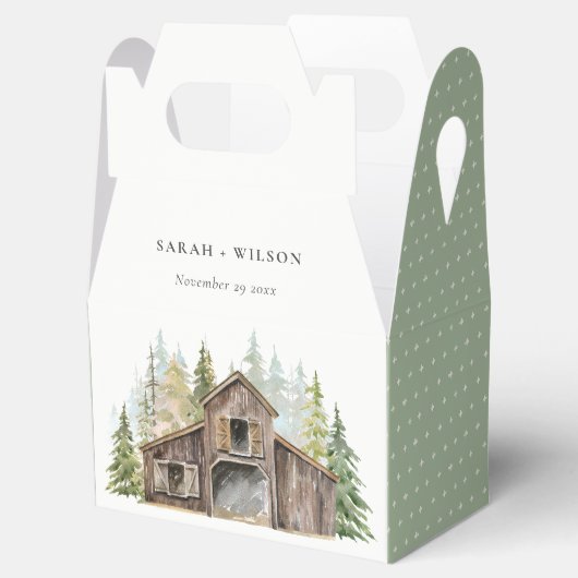 Rustikale Elegant Pine Woods Forest Barnyard Hochz Geschenkschachtel (Geöffnet)
