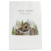 Rustikale Elegant Pine Woods Forest Barnyard Hochz Mittlere Geschenktüte (Vorderseite)