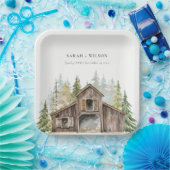 Rustikale Elegant Pine Woods Forest Barnyard Hochz Pappteller (Party)