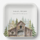 Rustikale Elegant Pine Woods Forest Barnyard Hochz Pappteller (Vorderseite)