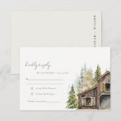 Rustikale Elegant Pine Woods Forest Barnyard Hochz RSVP Karte (Vorne/Hinten)