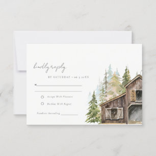 Rustikale Elegant Pine Woods Forest Barnyard Hochz RSVP Karte