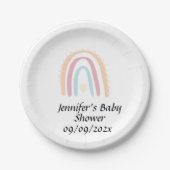 Rustikale Elegant Rainbow Baby Shower Gender-neutr Pappteller (Vorderseite)