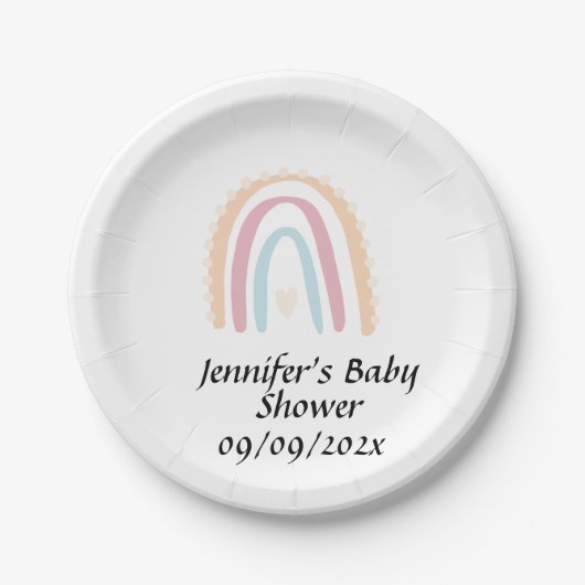 Rustikale Elegant Rainbow Baby Shower Gender-neutr Pappteller (Vorderseite)