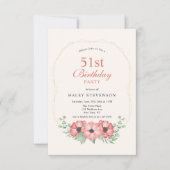 Rustikale Elegant Rosa Rosa Bläschen 51. Geburtsta Einladung (Vorderseite)