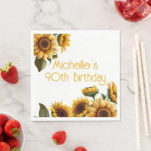 Rustikale Elegant Sonnenblumen Weißer 90. Geburtst Serviette (Beispiel)