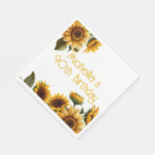 Rustikale Elegant Sonnenblumen Weißer 90. Geburtst Serviette (Ecke)