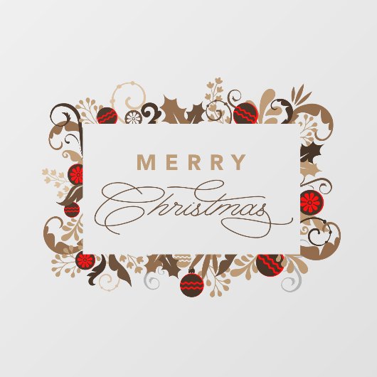 Rustikale Elegant Vintag frohe Weihnachtskalligrap Fensteraufkleber (Blatt)