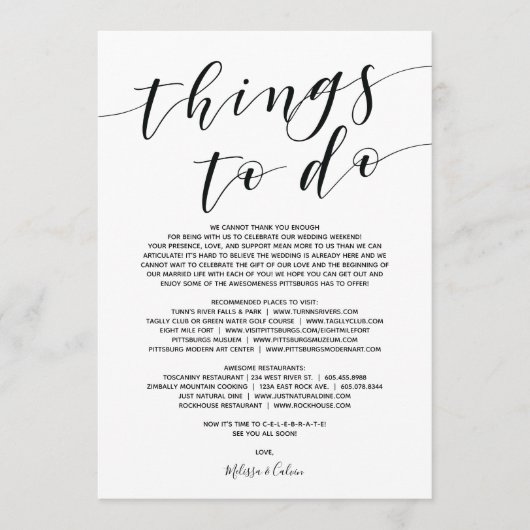 Rustikale Elegant Wedding Welcome and Itinerary Ca Programm (Vorderseite)