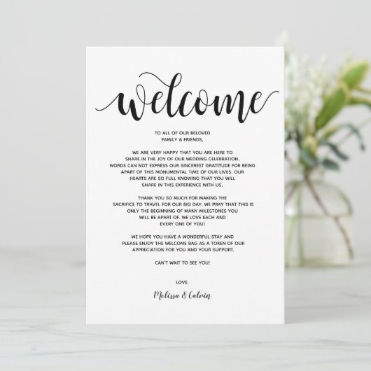 Rustikale Elegant Wedding Welcome and Itinerary Ca Programm (Stehend Vorderseite)