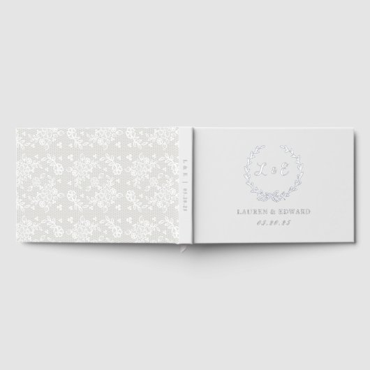 Rustikale Elegant White Lace Wedding Gästebuch (Voll)