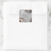 Rustikale, elegante 3D-Blumenhochzeit Quadratischer Aufkleber (Tasche)