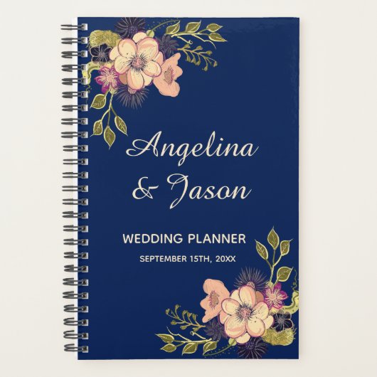 Rustikale elegante blaue Hochzeit Planer (Vorderseite)