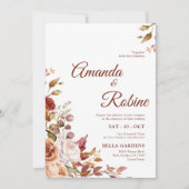 Rustikale Elegante Blume Hochzeit Einladung (Vorderseite)