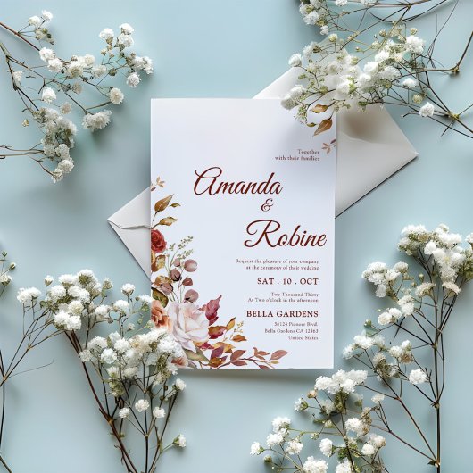 Rustikale Elegante Blume Hochzeit Einladung