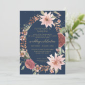 Rustikale, elegante Blume mit Aquarellfarben, rote Einladung (Stehend Vorderseite)