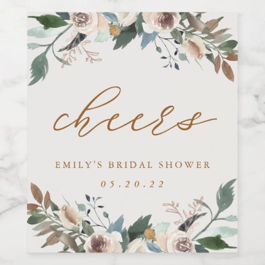 Rustikale Elegante Blumen Fall in Liebe Hochzeit Weinetikett (Einzelnes Label)