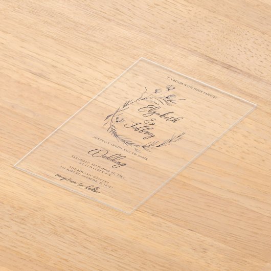 Rustikale Elegante Blumenzettelhochzeit Acryleinladungen (Ablage )