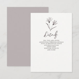 Rustikale Elegante Blumenzettelhochzeit Begleitkarte