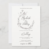 Rustikale Elegante Blumenzettelhochzeit Einladung (Vorderseite)