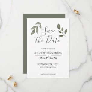 Rustikale, elegante botanische Aquarellfarben Blät Save The Date