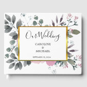 Rustikale, elegante botanische Hochzeit mit floral Gästebuch (Vorderseite)