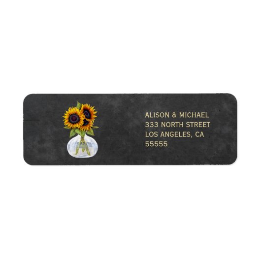 Rustikale elegante Chalkboard-Sonnenblumen Adresse (Vorne)