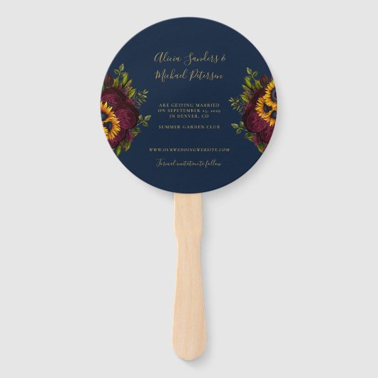 Rustikale, elegante Drehbuch Hochzeit rett Datum a Fächer (Rückseite)