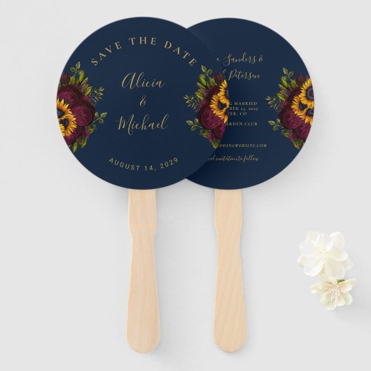 Rustikale, elegante Drehbuch Hochzeit rett Datum a Fächer (Vorne und Hinten)