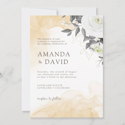 Rustikale, elegante Einladung zur Hochzeit der Wei (Vorderseite)