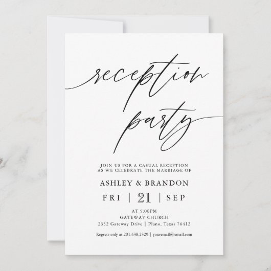 Rustikale Elegante Empfang Party Einladungen (Vorderseite)