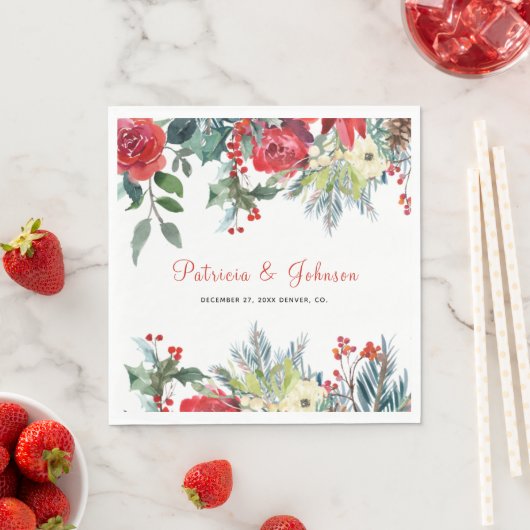 Rustikale elegante florale moderne Weihnachtszeit Serviette (Beispiel)