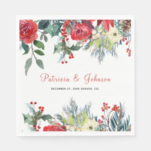 Rustikale elegante florale moderne Weihnachtszeit Serviette (Vorderseite)