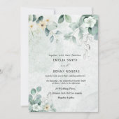 Rustikale, elegante Grüne Eukalyptus Hochzeit Einladung (Vorderseite)